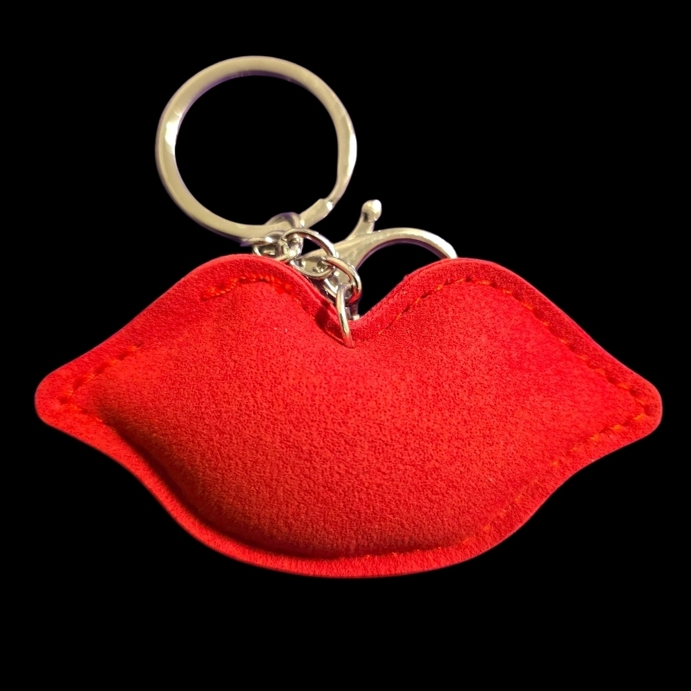 Red Rhinestone Lips Bsg Charm Keychain - Picture 2 of 2